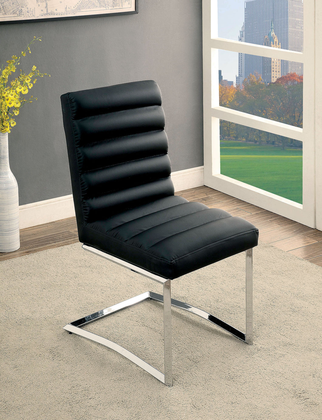 LIVADA I Chrome/Black Side Chair (2/CTN), Black