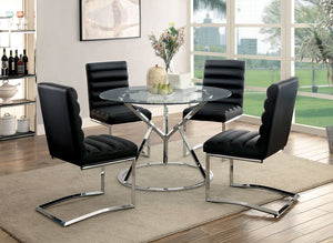 LIVADA I Chrome, Black 5 Pc. Round Dining Table Set