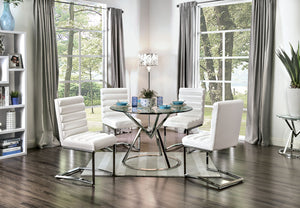 LIVADA I Chrome 5 Pc.Round Dining Table Set