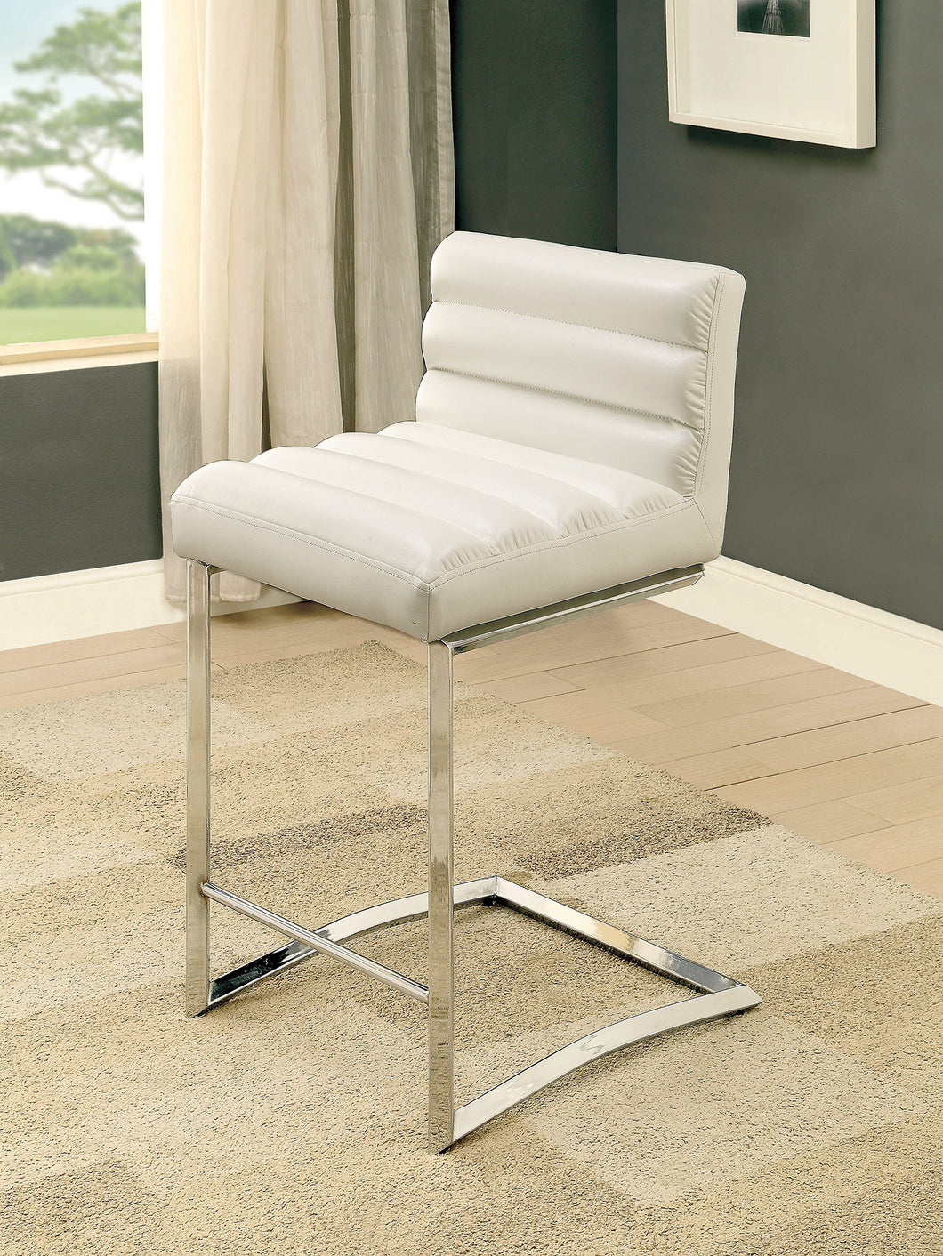 LIVADA II Chrome/White Counter Ht. Chair, White (2/CTN)