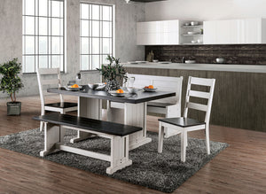 Nekoma Espresso/White 5 Pc. Dining Table Set w/ Bench + Love Seat