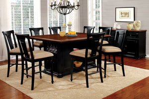 SABRINA Black/Cherry 7 Pc. Dining Table Set w/ Stools