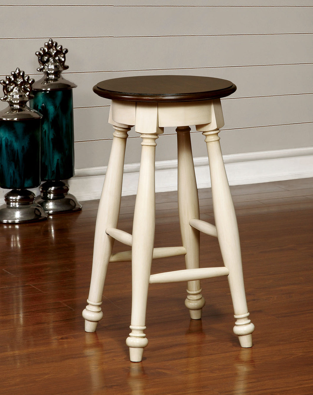 SABRINA Off White/Cherry Counter Ht. Stool, Cherry & White (2/CTN)