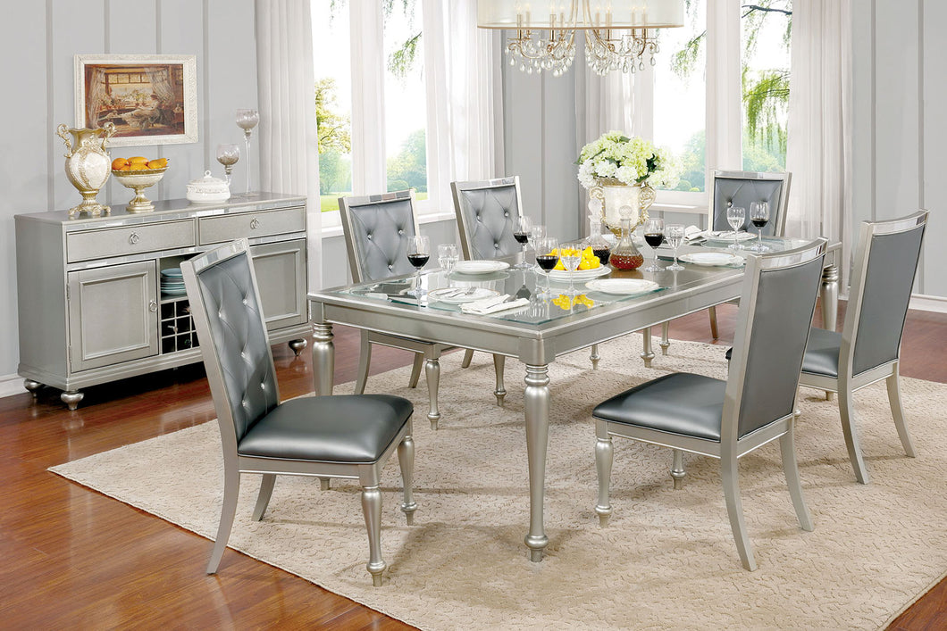 SARINA Silver, Gray 7 Pc. Dining Table Set