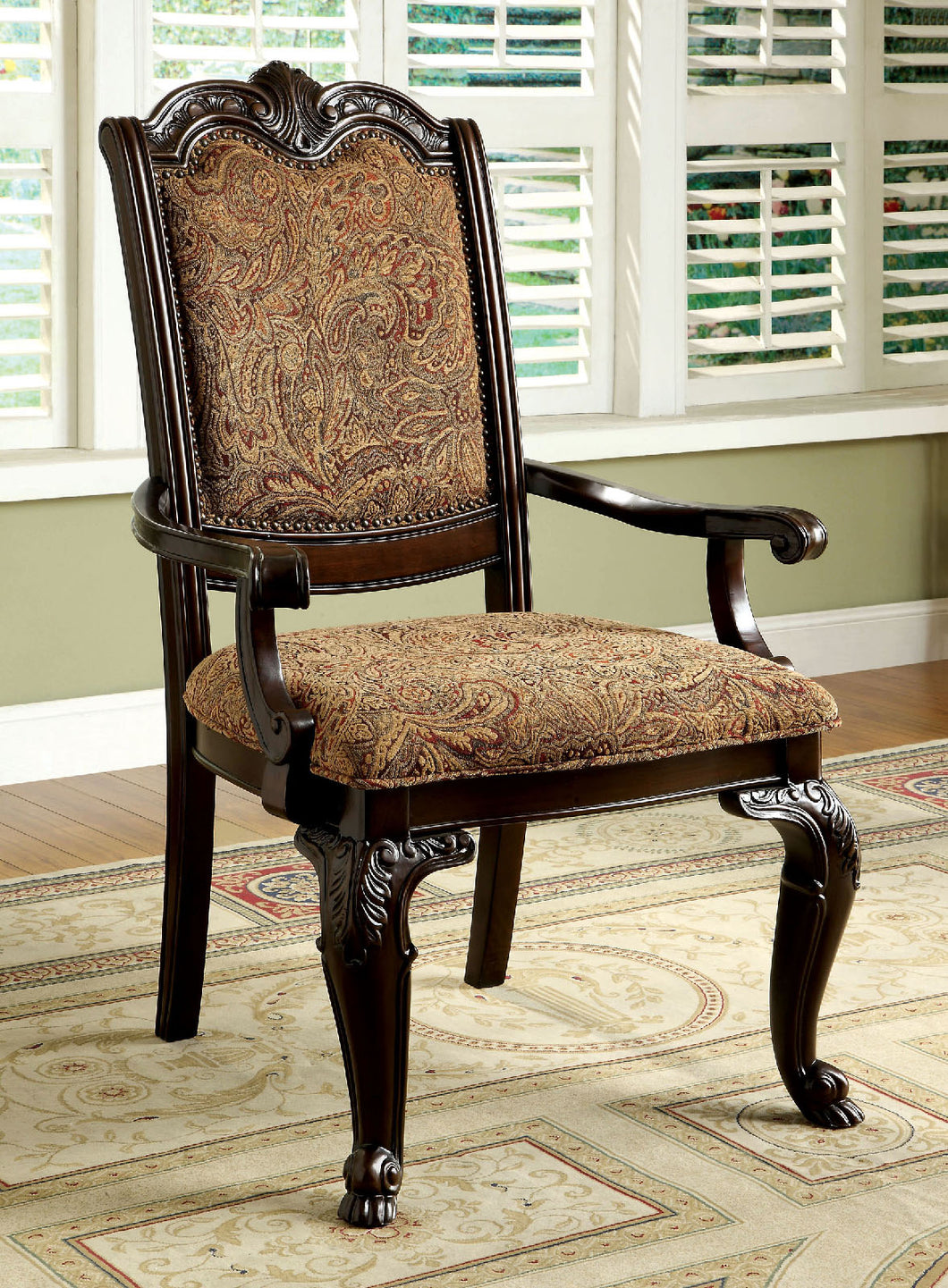 BELLAGIO Brown Cherry/Pattern Fabric Arm Chair (2/CTN)