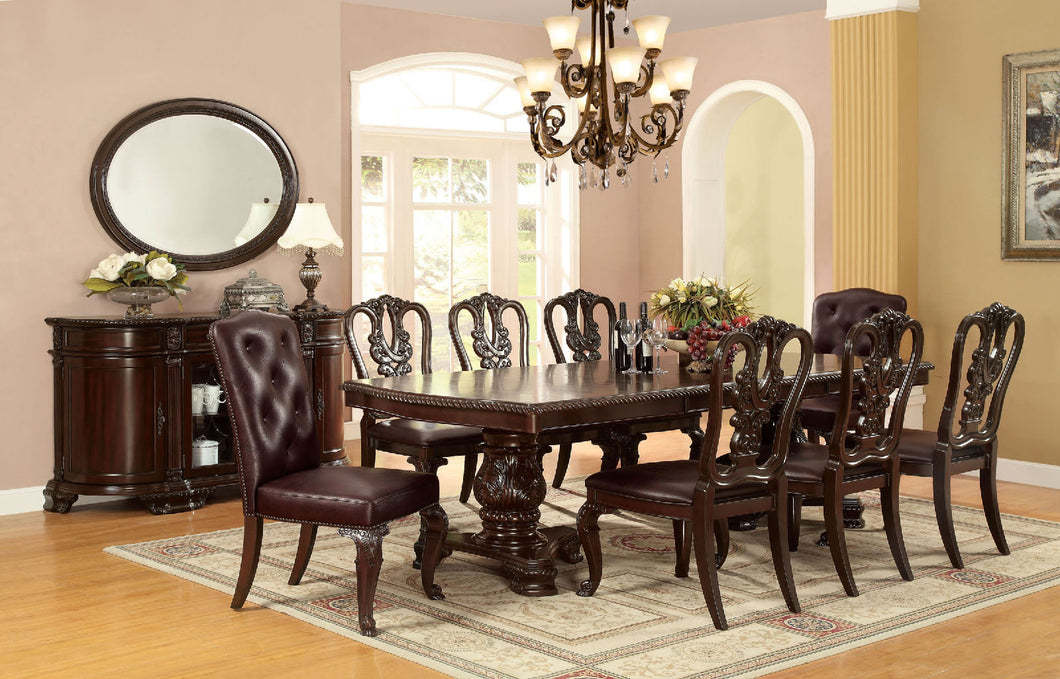 BELLAGIO Brown Cherry 9 Pc. Dining Table Set (2AC+6SC)