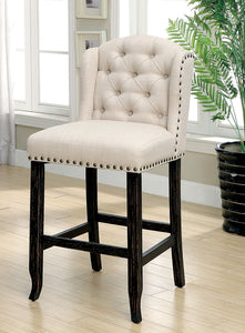 SANIA II Antique Black, Ivory Bar Ht. Wingback Chair (2/CTN)