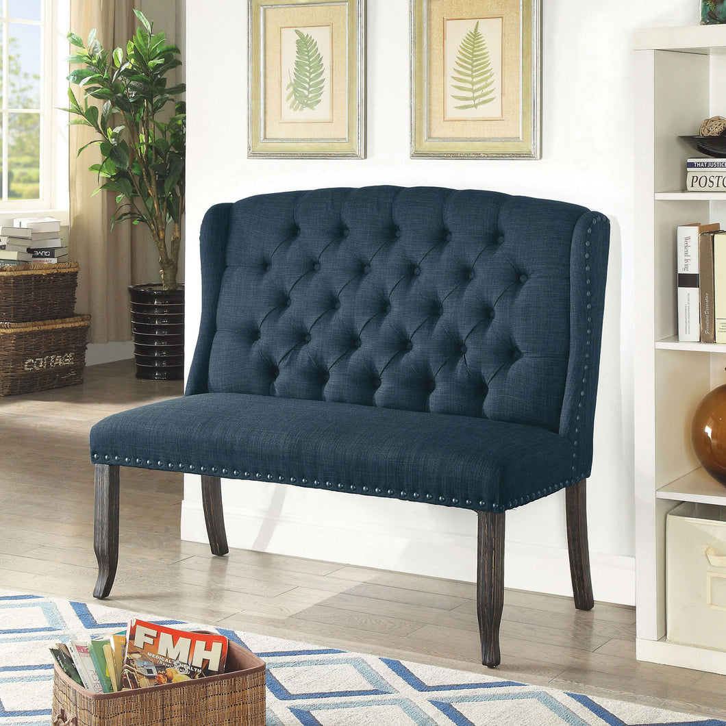 Sania III Blue 2-Seater Love Seat Bench, Blue