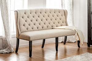 SANIA I Antique Black/Beige 3-Seater Love Seat Bench, Ivory