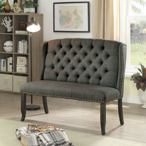 Sania III Gray 2-Seater Love Seat Bench