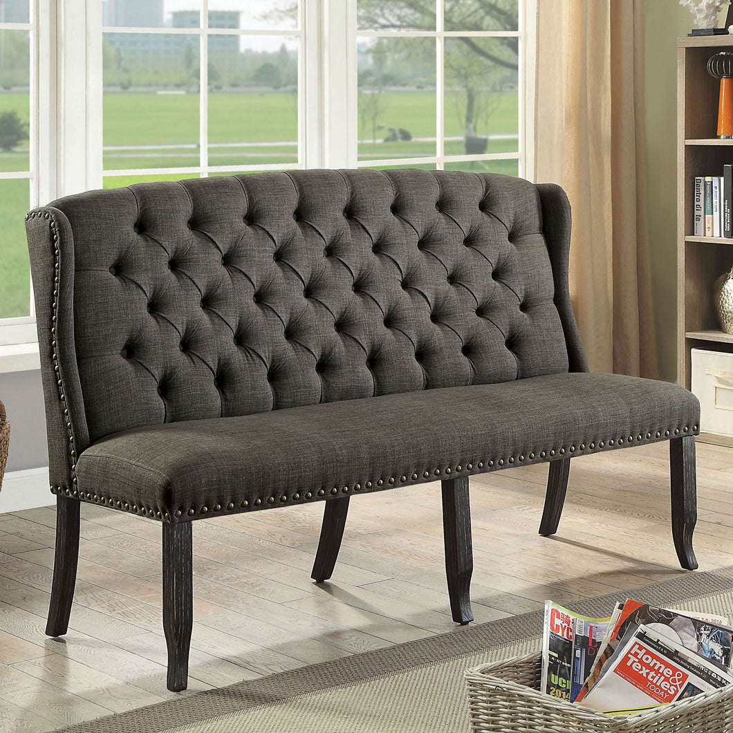 Sania III Gray 3-Seater Love Seat Bench