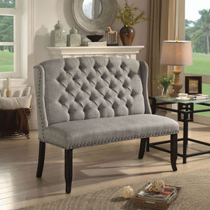 Sania III Light Gray 2-Seater Love Seat Bench