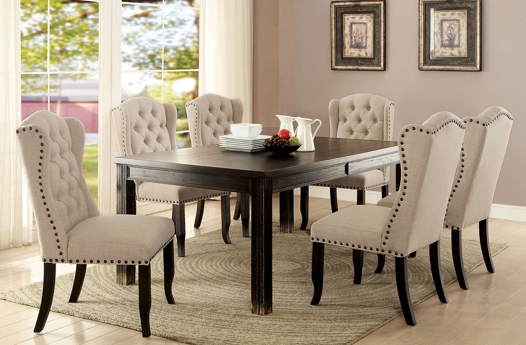 Sania III Antique Black, Gray 7 Pc. Dining Table Set