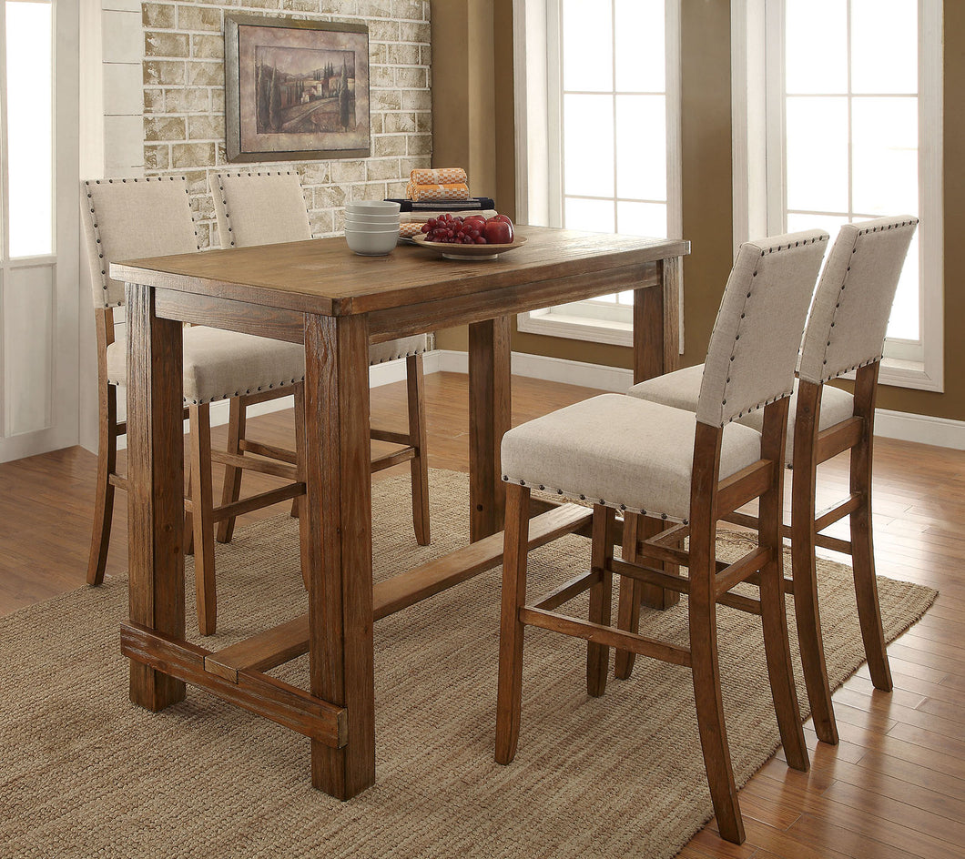 SANIA Natural Tone 5 Pc.  Bar Ht. Dining Table Set