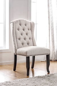 Antique Black/Beige Wingback Chair in beige, Antique Black