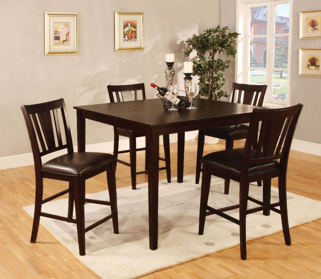 Bridgette II Espresso 5 Pc. Square Counter Ht. Table Set