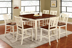 DOVER II Vintage White 9 Pc. Counter Ht. Dining Table Set