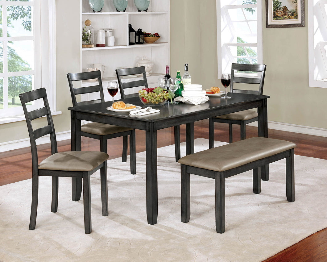 Gloria Gray 6 Pc. Dining Table Set, Gray