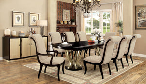 Ornette Espresso/Champagne 9 Pc. Dining Table Set (2AC+6SC)