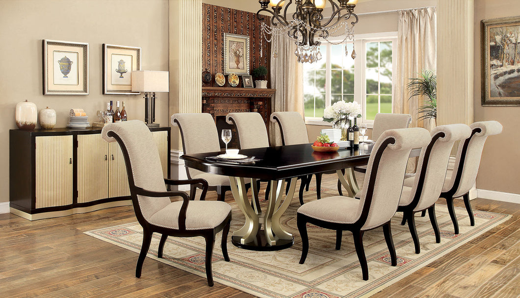 Ornette Espresso/Champagne 7 Pc. Dining Table Set (2AC+4SC)