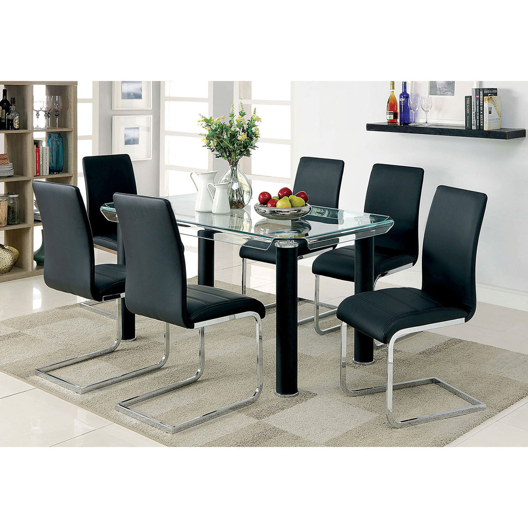 WALKERVILLE I Chrome, Black 7 Pc. Dining Table Set