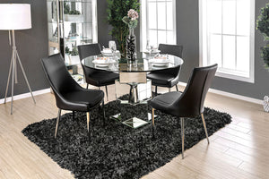 Izzy Chrome 5 Pc. Round Dining Table Set (BK Chairs) image