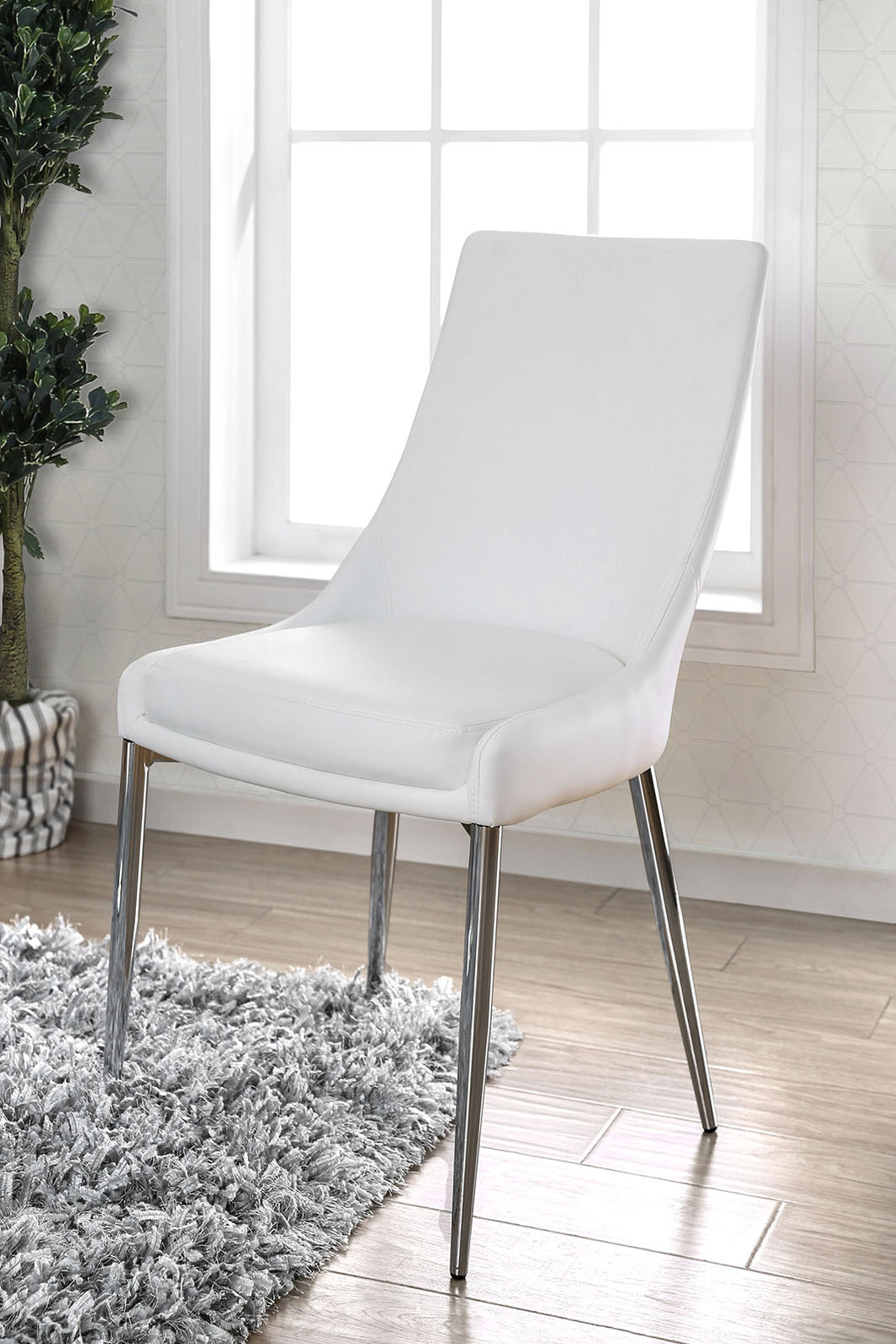Izzy Silver/White Side Chair, White (2/CTN)
