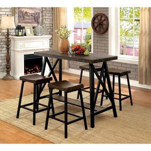 Lainey Medium Weathered Oak/Black 5 Pc. Bar Table Set