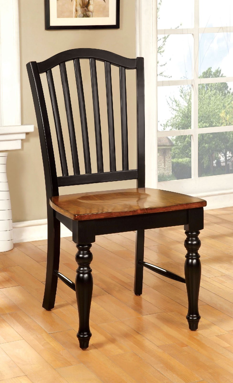 MAYVILLE Black/Antique Oak Side Chair (2/CTN)