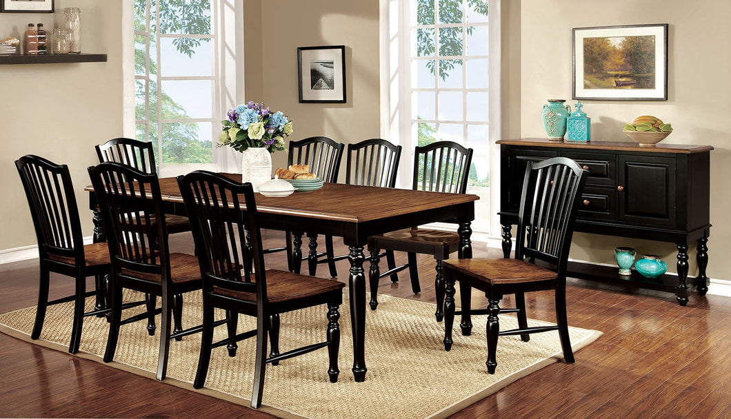 MAYVILLE Black/Antique Oak 9 Pc. Dining Table Set