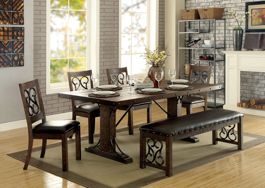 PAULINA Rustic Walnut Dining Table