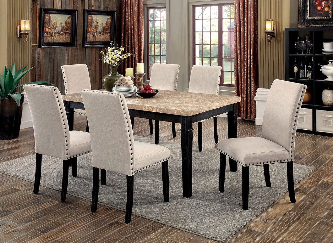 DODSON I Black, Ivory 7 Pc. Dining Table Set