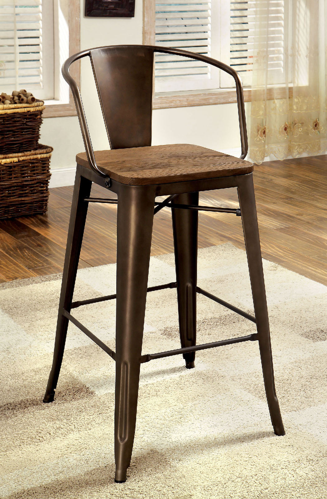 COOPER II Dark Bronze/Natural Counter Ht. Chair (2/CTN)