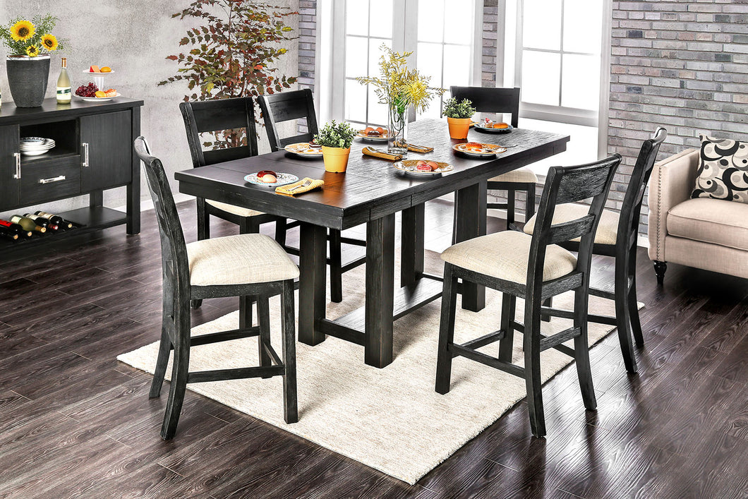 THOMASTON Brushed Black, Ivory 7 Pc. Counter Ht. Table Set