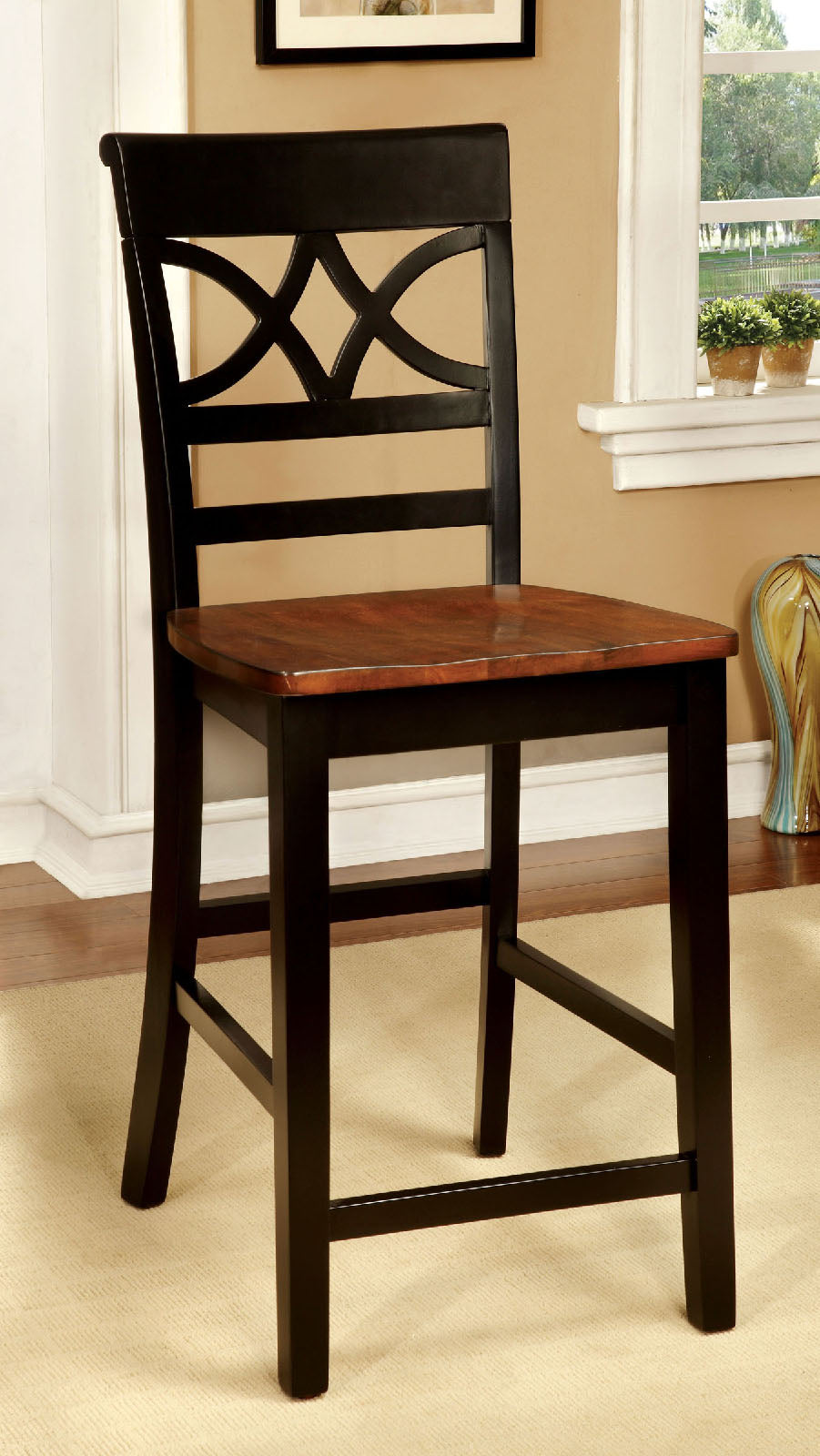 TORRINGTON II Black/Cherry Counter Ht. Chair (2/CTN)