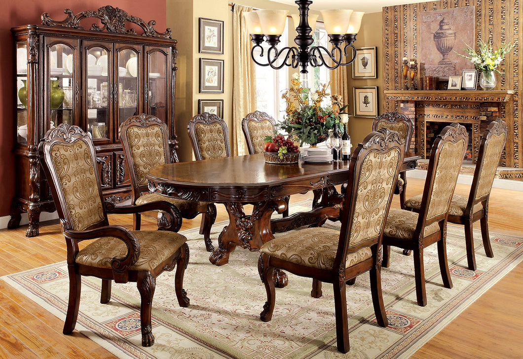 MEDIEVE Cherry 9 Pc. Dining Table Set (2AC+6SC)