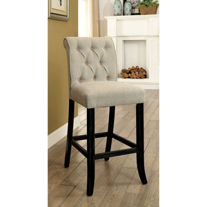 Sania III Beige/Antique Black Bar. Chair, Ivory (2/CTN)