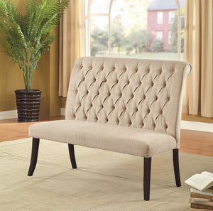 Mashall Beige/Antique Black Love Seat Bench, Ivory