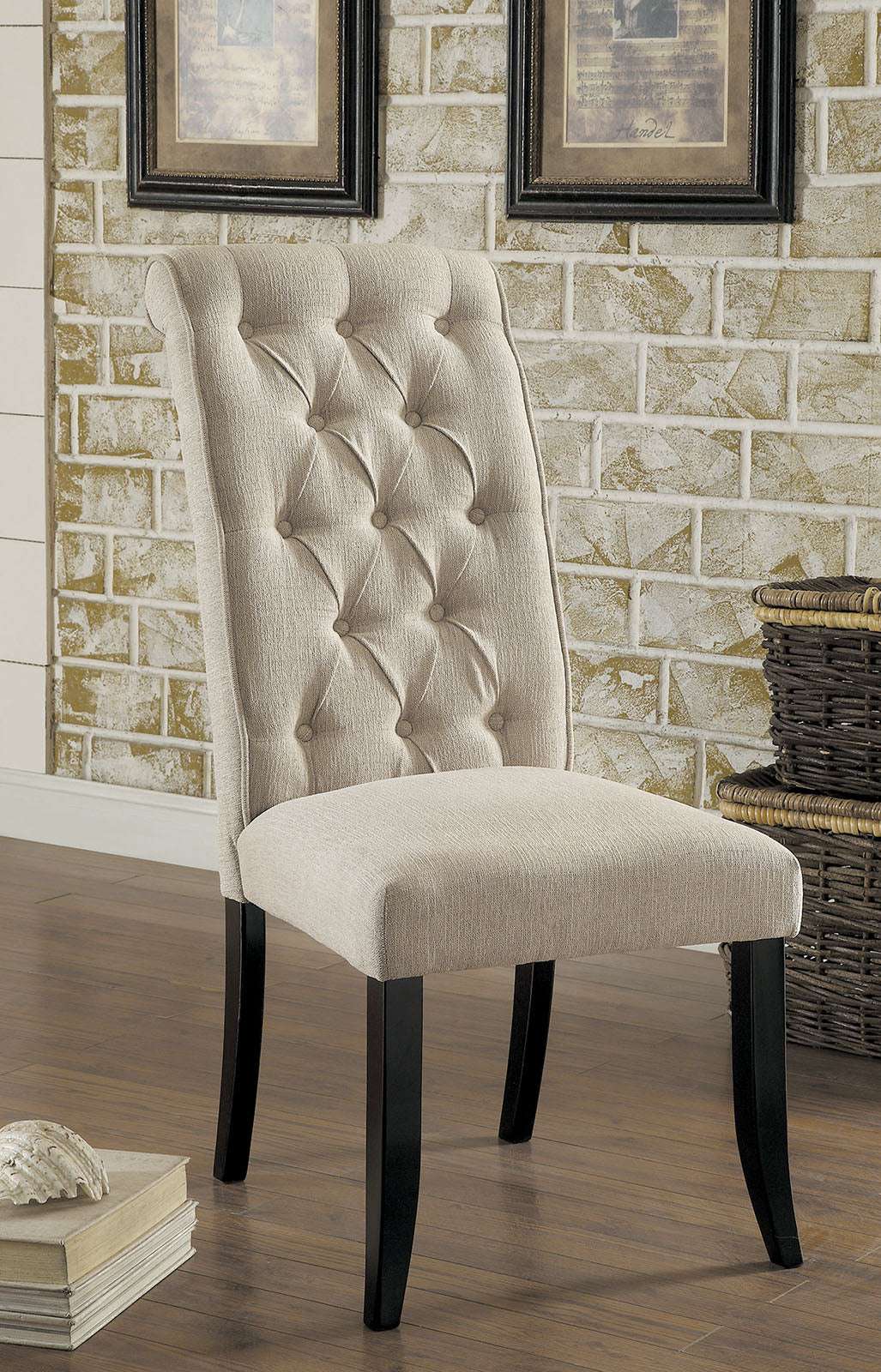 Mashall Black/Ivory Side Chair, Ivory (2/CTN)