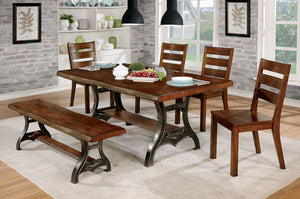 Leann Brown Cherry/Dark Gray 6 Pc. Dining Table Set w/ Bench