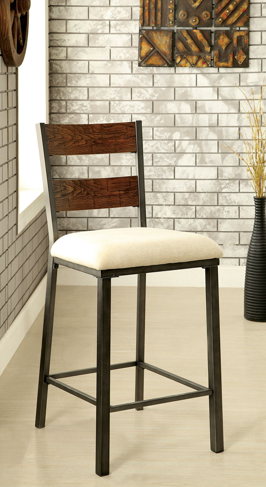 JAZLYN II Ivory/Weathered Oak/Black Counter Ht. Chair (2/CTN)