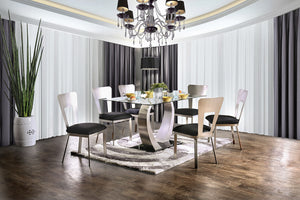 NOVA Silver/Black 7 Pc. Dining Table Set