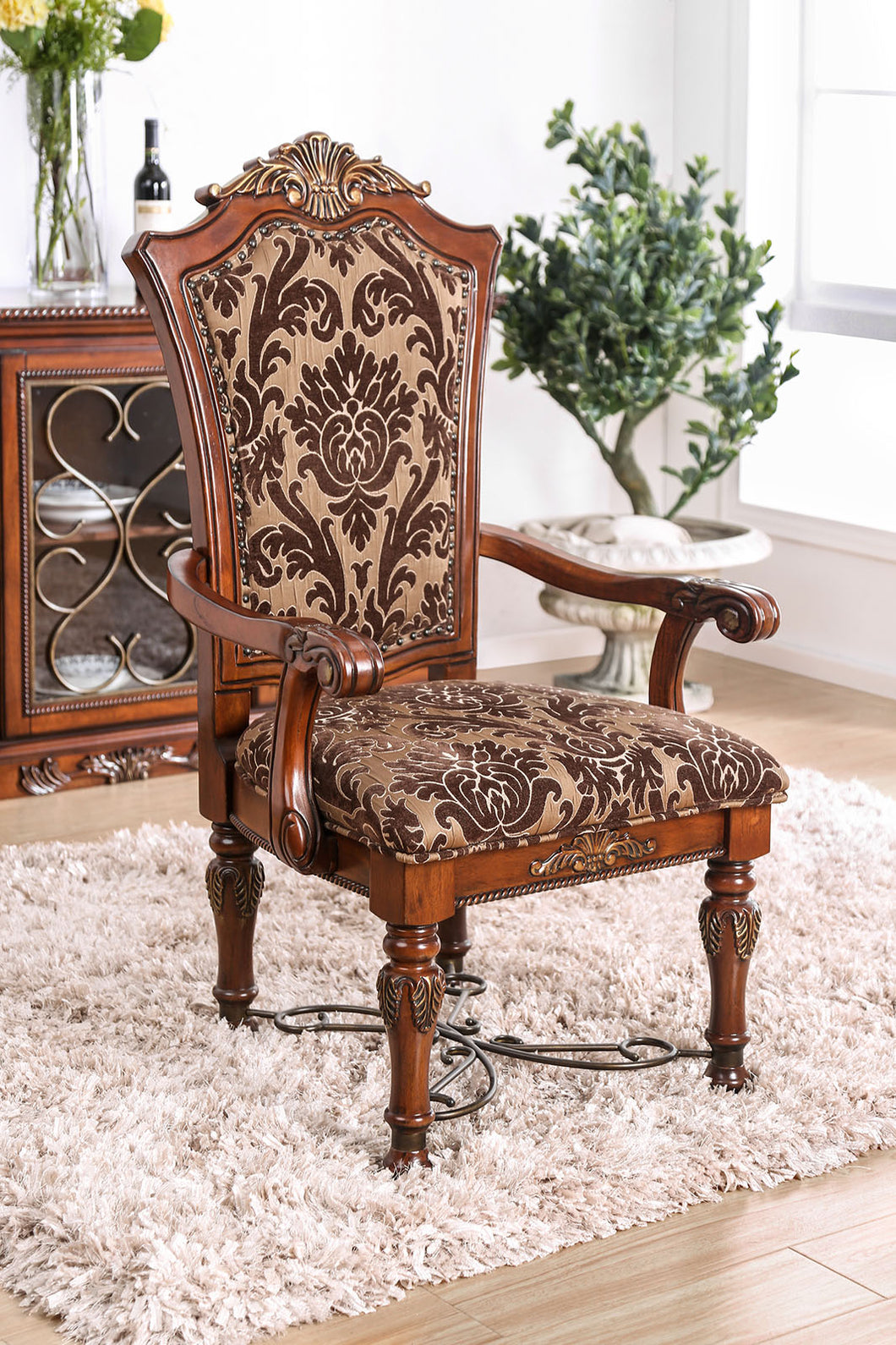 Lucie Brown Cherry Arm Chair (2/CTN)