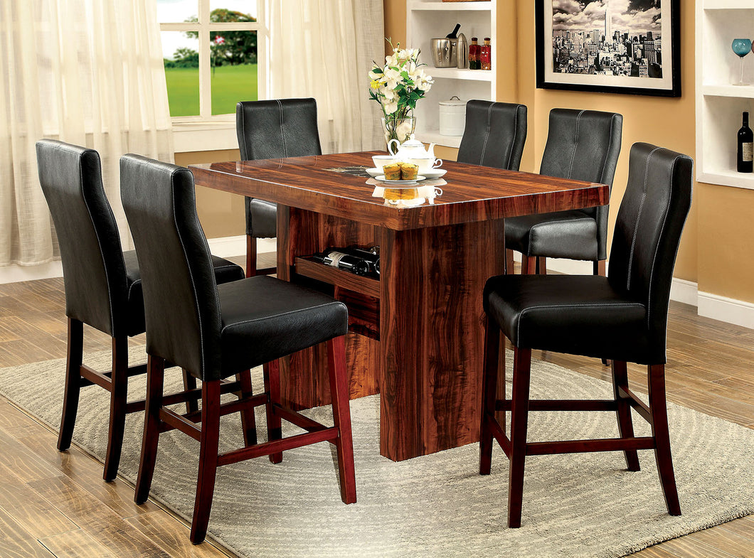 BONNEVILLE II Brown Cherry 7 Pc. Counter Ht. Dining Table Set