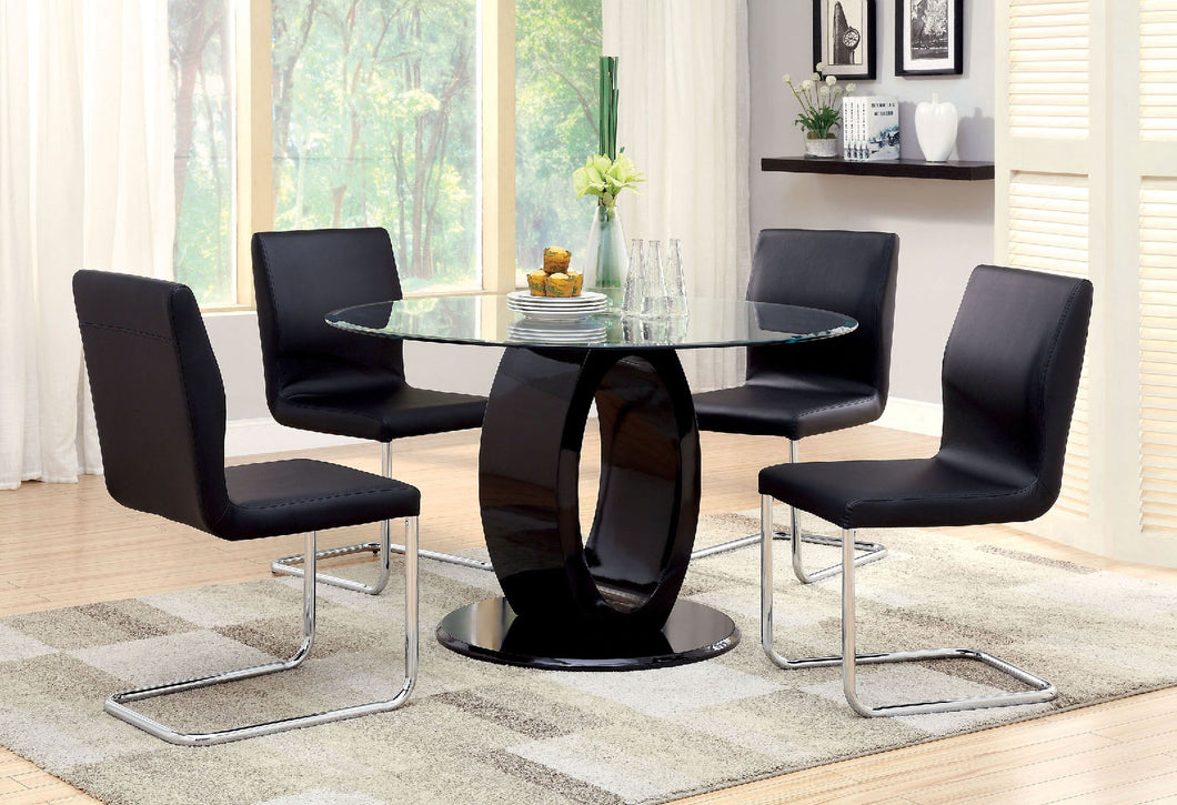 LODIA I Black 5 Pc. Round Dining Table Set