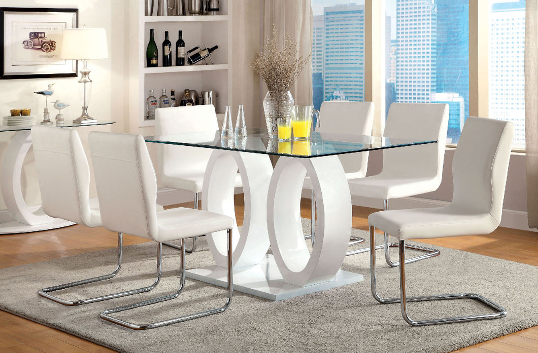 LODIA I White 7 Pc. Dining Table Set