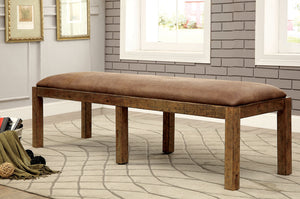 GIANNA Rustic Pine Fabric Bench