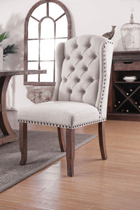 Gianna Rustic Pine/Ivory Wingback Chair (2/CTN)