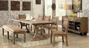 Gianna Rustic Oak 9 Pc. Dining Table Set (w/ 2 Wingback Chairs)