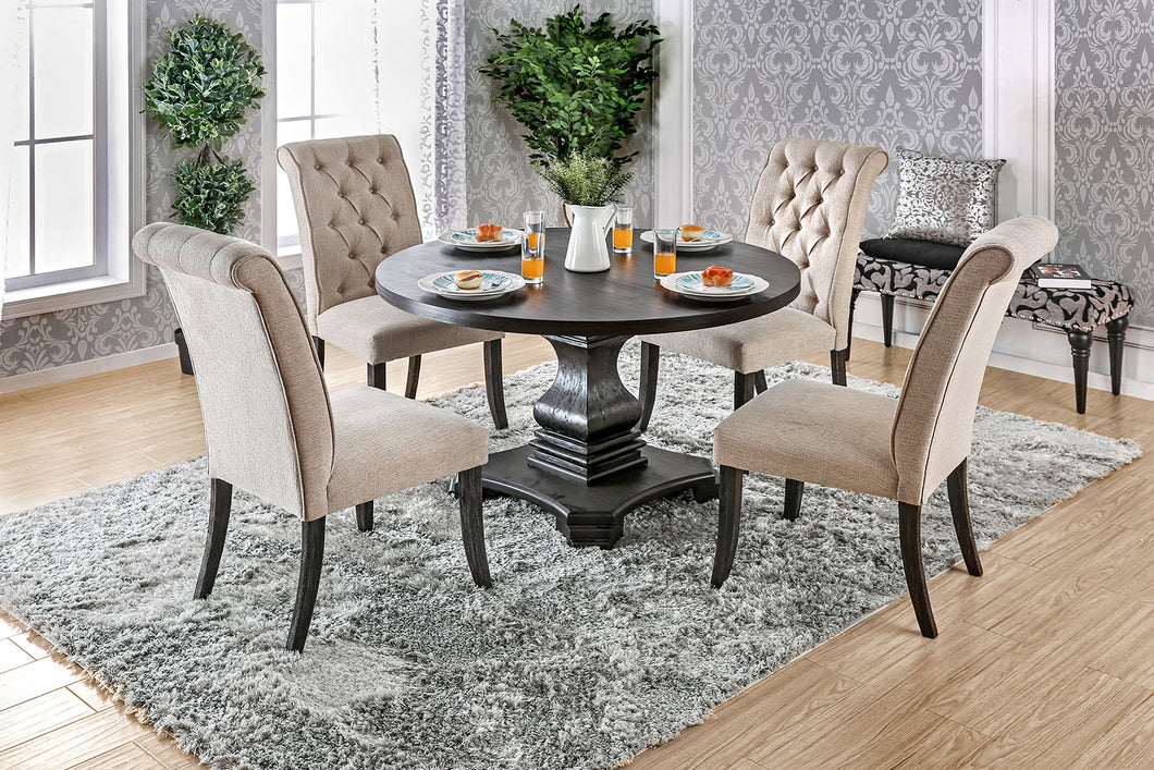 NERISSA Antique Black Round Table, Antique Black